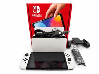 Nintendo Switch OLED Model HEG-001 Handheld Console w/ White Joy Cons